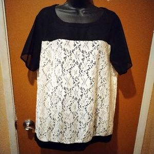 TTL INC International Concepts Black & Cream Blouse Size 1X Extra Large